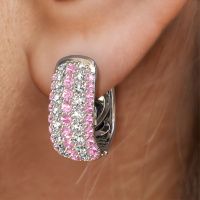 Image of Hoop earrings Danika 8.5 B 585 white gold pink sapphire 1.1 mm