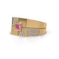 Afbeelding van Heren ring Rogier<br/>585 goud<br/>Roze saffier 4 mm