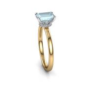 Afbeelding van Verlovingsring Crystal EME 3 585 goud aquamarijn 7x5 mm