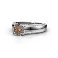 Afbeelding van Verlovingsring Jeanne 1<br/>585 witgoud<br/>Bruine diamant 0.82 crt