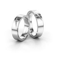 Image of Wedding rings set WH0170LM15AP ±5x1.7 mm 14 Carat white gold diamond 0.03 crt