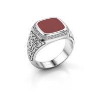 Image of Men's ring Jesse 3 950 platinum red enamel 10x10 mm