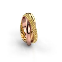 Image de Bague trinity 2<br/>585 or rose<br/>Saphir jaune 1 mm