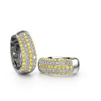 Image of Hoop earrings Danika 10.5 B 585 white gold yellow sapphire 1.1 mm