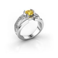 Image of Men's ring rowan<br/>585 white gold<br/>Yellow sapphire 6.5 mm
