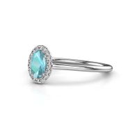 Image of Engagement ring seline ovl 1<br/>950 platinum<br/>Blue topaz 6x4 mm