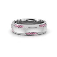 Image of Wedding ring WH2062L26BM<br/>585 white gold ±6x2 mm<br/>Pink sapphire