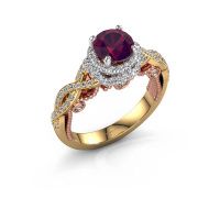Afbeelding van Verlovingsring Leora<br/>585 goud<br/>Rhodoliet 6.5 mm