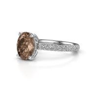 Image of Engagement ring saskia 2 ovl<br/>585 white gold<br/>brown diamond 2.508 crt