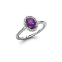 Image of Engagement ring seline ovl 2<br/>585 white gold<br/>Amethyst 7x5 mm