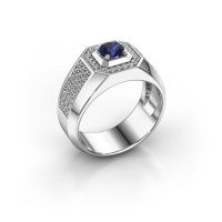 Image of Men's ring pavan<br/>375 white gold<br/>Sapphire 5 mm