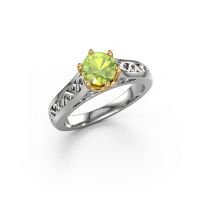 Image of Engagement ring Shan 585 white gold peridot 6 mm
