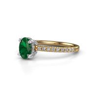 Image of Engagement ring saskia 1 ovl<br/>585 gold<br/>Emerald 7x5 mm