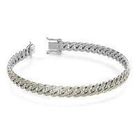 Image of Cuban bracelet ±0.31 in white gold yellow sapphire