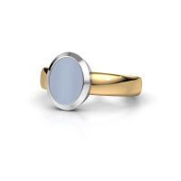 Afbeelding van Pinkring Oscar 1<br/>585 goud<br/>Licht blauwe lagensteen 10x8 mm