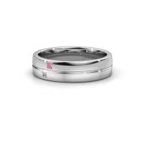Afbeelding van Trouwring WH0231L25BP<br/>950 platina ±5x2 mm<br/>Roze saffier