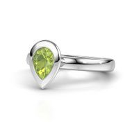 Image of Stacking ring Trudy Pear 950 platinum peridot 7x5 mm