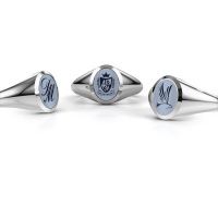 Afbeelding van Pinkring Herman 1<br/>950 platina<br/>Licht blauwe lagensteen 10x8 mm