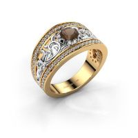 Image de Bague Marilee<br/>585 or jaune<br/>Quartz fumé 5 mm