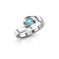 Image of Ring Sheryl<br/>585 white gold<br/>Blue topaz 4 mm