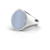 Afbeelding van Zegelring Herman 4<br/>950 platina<br/>Licht blauwe lagensteen 15x12 mm