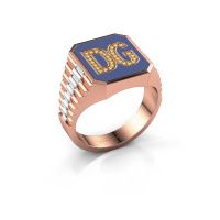 Image of Signet ring Stephan 2 585 rose gold yellow sapphire 0.9 mm