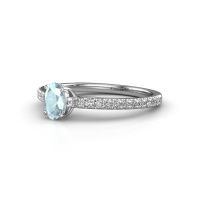 Bild von Verlobungsring haley ovl 2<br/>585 Weißgold<br/>Aquamarin 6x4 mm