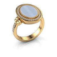Image of Signet ring cristina<br/>585 gold<br/>Light blue sardonyx 14x10 mm