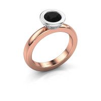 Afbeelding van Stapelring Eloise Round 585 rosé goud zwarte diamant 0.96 crt
