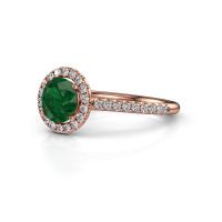 Image of Engagement ring seline rnd 2<br/>585 rose gold<br/>Emerald 6.5 mm