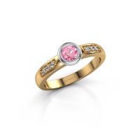 Afbeelding van Verlovingsring Lieke 585 goud roze saffier 4 mm