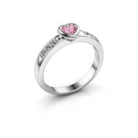 Afbeelding van Verlovingsring Lieke Heart 585 witgoud roze saffier 4 mm
