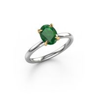 Image of Engagement Ring Crystal Ovl 1<br/>585 white gold<br/>Emerald 8x6 mm