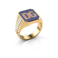 Image of Signet ring Stephan 2 585 gold pink sapphire 0.9 mm