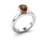 Image of Stacking ring Trudy Pear 585 white gold smokey quartz 7x5 mm
