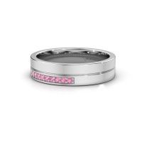 Afbeelding van Trouwring WH0213L15AP 950 platina roze saffier ±5x1.7 mm