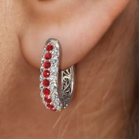 Image of Hoop earrings Danika 8.5 A 950 platinum ruby 1.7 mm