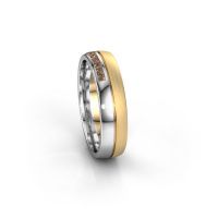 Image of Wedding ring WH0209L25APM<br/>585 gold ±5x1.7 mm<br/>Brown diamond