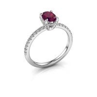 Image of Engagement ring saskia 1 ovl<br/>585 white gold<br/>Rhodolite 7x5 mm
