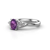 Afbeelding van Verlovingsring Monika OVL<br/>950 platina<br/>Amethist 7x5 mm