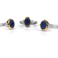 Afbeelding van Zegelring brenda 1<br/>585 witgoud<br/>Lapis lazuli 10x8 mm