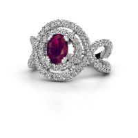 Image de Bague Chau<br/>585 or blanc<br/>Rhodolite 7x5 mm