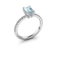 Image of Engagement ring saskia eme 1<br/>950 platinum<br/>Aquamarine 7x5 mm
