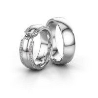 Image of Wedding rings set WHR0575LM ±7x2.4 mm 14 Carat white gold diamond 0.25 crt