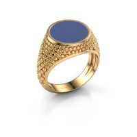 Image of Signet ring Zachary 2 585 gold blue enamel 12 mm