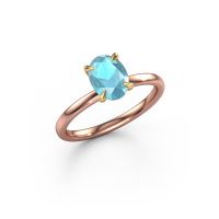 Image of Engagement Ring Crystal Ovl 1<br/>585 rose gold<br/>Blue topaz 8x6 mm