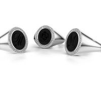 Image of Signet ring hilda 2<br/>585 white gold<br/>Onyx 12x10 mm