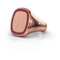 Image of Men's ring floris cushion 4<br/>585 rose gold<br/>Ruby 1.2 mm