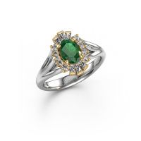 Image of Engagement ring Andrea 585 white gold emerald 7x5 mm