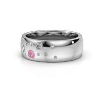 Image of Wedding ring WH0141L26BP<br/>585 white gold ±7x2 mm<br/>Pink sapphire